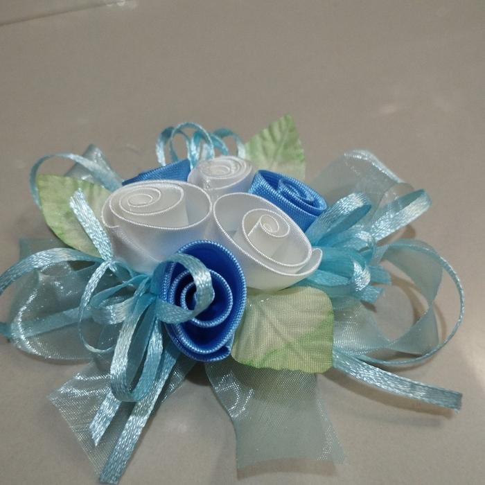 Gambar Pita jadi lotus / pita hias untuk parcel, kado, kotak perhiasan dll - Biru Muda dari in's ol shop undefined Tokopedia