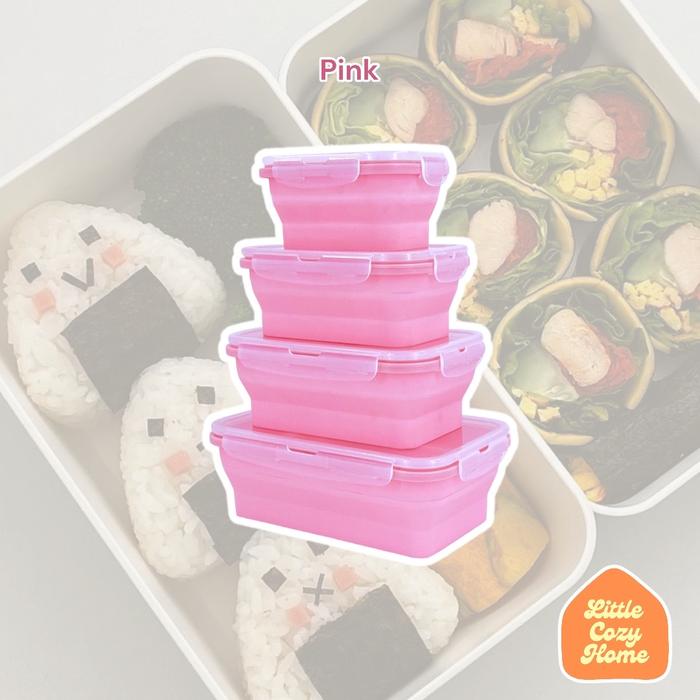 Gambar Foldable Lunch Box / Kotak Makan Lipat Satuan Eceran Expandable Bahan Container Silicone Lunch Box / Wadah Makan Lipat Silikon Praktis Mudah Dibawa Bekal Bento Box Food - XL 1200ML PINK dari Little Cozy Home undefined Tokopedia