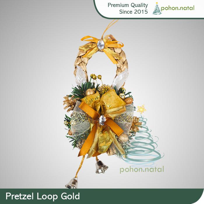 Gambar Wreath Pretzel Loop Krans Mistletoe Hiasan Natal 23cm - Gold dari pohon.natal undefined Tokopedia