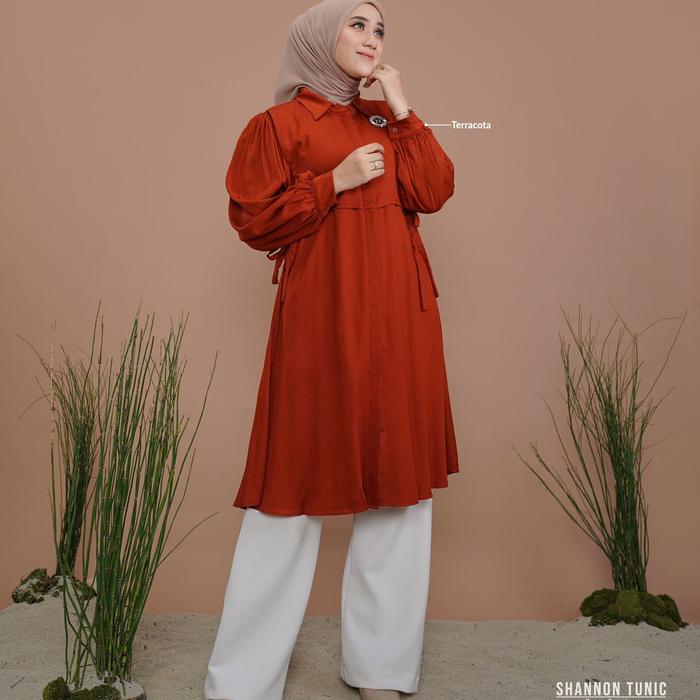 Gambar Tunik NADHEERA LUXURY Shannon Atasan Wanita Dewasa Rayon Premium Polos - Terracotta, XL dari Armyna Hijab undefined Tokopedia