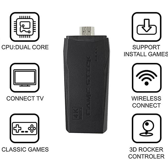 Gambar READY!! GAME STICK 4K RETRO VIDEO GAME CONSOLE PLAYER HDMI TV WIRELESS - 64GB 10K Game dari nazala shop undefined Tokopedia