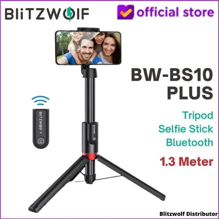 Blitzwolf Bw Bs10 Plus Selfie Stick Tripod Tongsis Remote Bluetooth