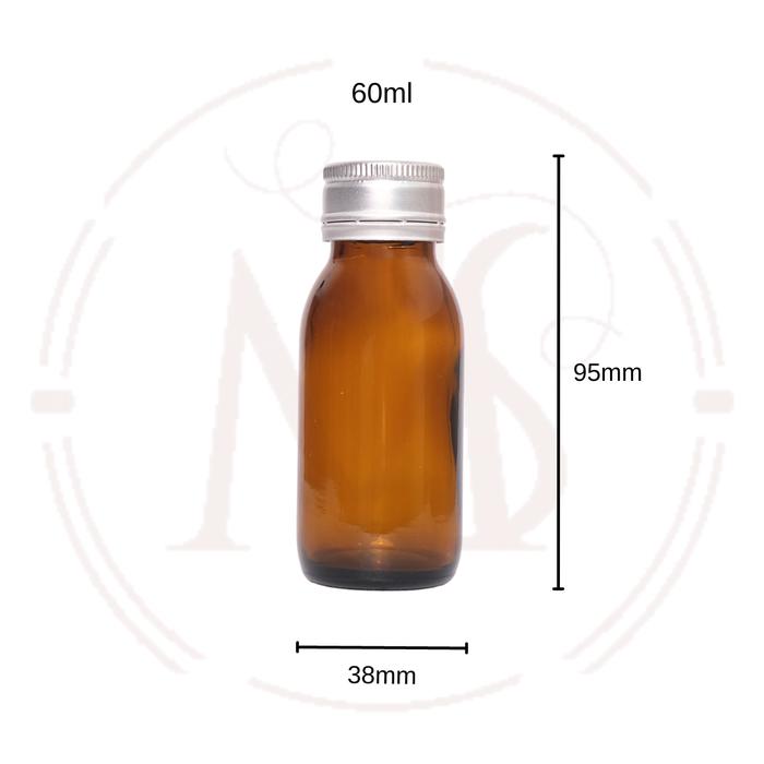 Gambar Botol Syrup Kaca 60ml Amber / Botol Kaca 60ml - Tutup Aluminium - Silver dari EEL Packaging Store undefined Tokopedia