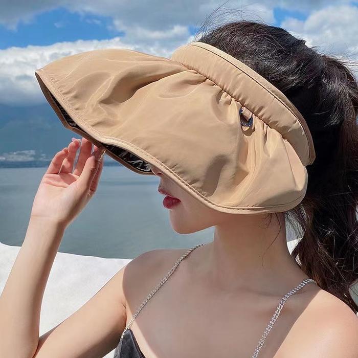 Gambar Topi Sun Visor Lipat Bisa di Jadikan Bando Topi Korean Style - Khaki dari Miss Curiosity. undefined Tokopedia