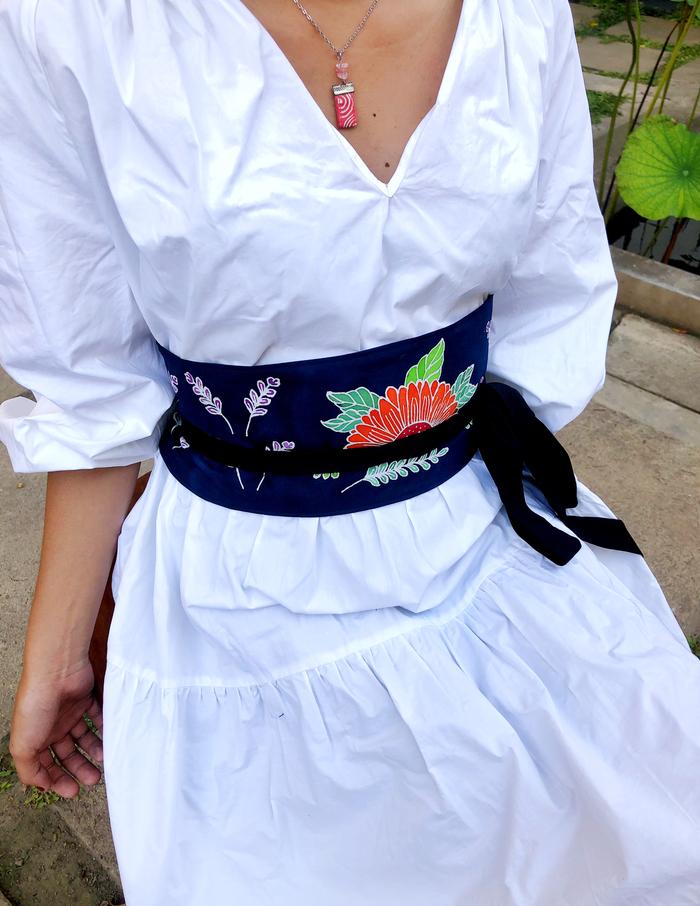 Jual Obi Belt Batik Tulis Asli Handmade bisa request nama Ombak