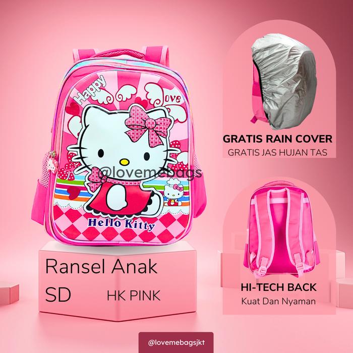 Gambar Tas Sekolah Anak Perempuan SD Import Hello Kitty LMB Bahan Nilon Tebal - 6215-HK PINK dari Love Me Bags undefined Tokopedia