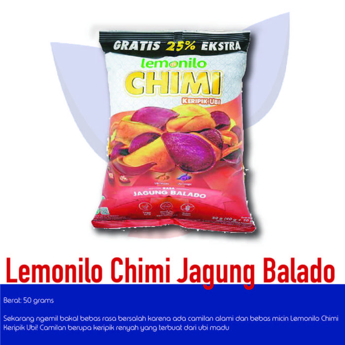 Gambar Lemonilo Chimi Keripik Ubi Rasa Jagung Balado 50 gr dari RPD OLSUB undefined Tokopedia