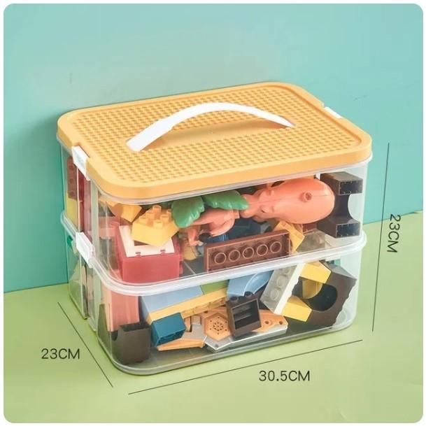 Gambar Stackable Toys Organizer Storage Case | 2 LAYER BLOCK SPLIT STORAGE Mainan Mobil - 2SUSUN, Kuning dari Boxhunter.id undefined Tokopedia