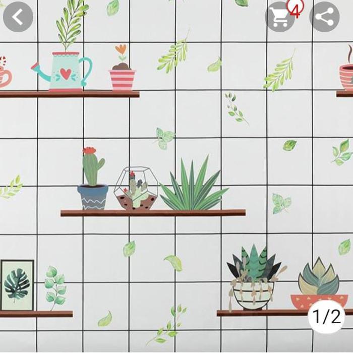 Gambar Wallpaper Sticker Dapur Keramik Kotak Putih Anti Air dan Minyak Mozaik - Daun dari Kreasi Wallpaper Bandung undefined Tokopedia