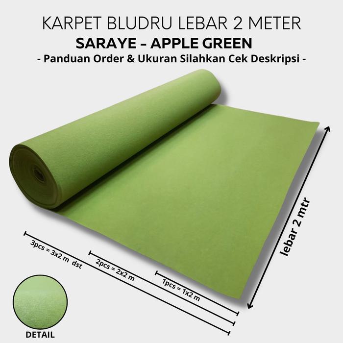 Gambar Karpet Bludru Meteran SARAYE 1 X 2 M/ Karpet Panggung APPLE GREEN dari Martha Karpet Bali undefined Tokopedia