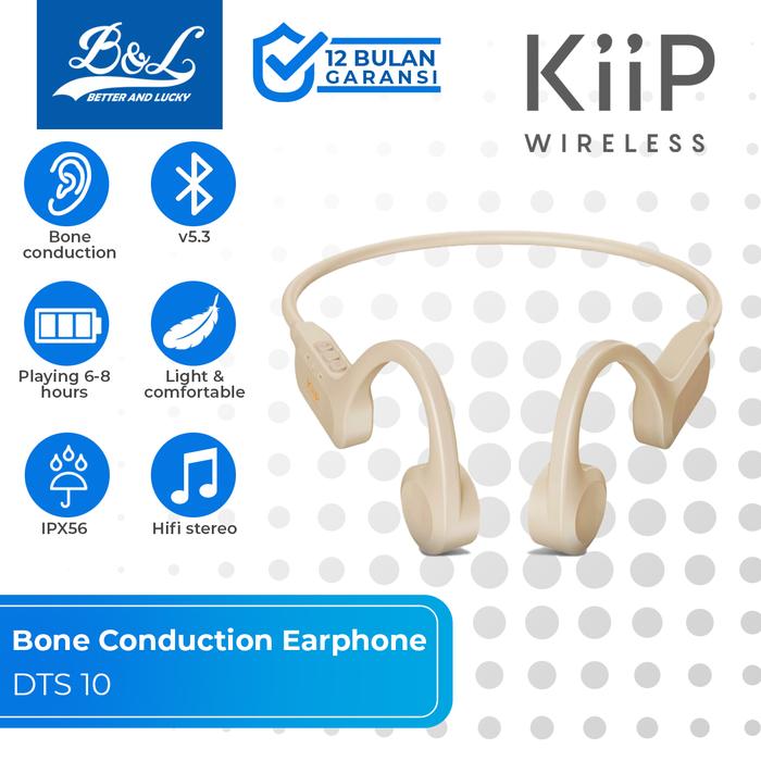 Gambar KIIP WIRELESS DTS10 Bone Conduction Earphone Headset Bluetooth 5.3 - Cream dari BnL Super Store undefined Tokopedia