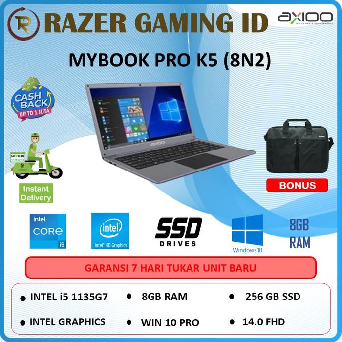 Gambar AXIOO Mybook Pro K5 (8N2) 14 i5 1135G7 8GB 256GB W10PRO 14.0 SLV TKDN - STANDARD, NON-OFFICE dari RAZER GAMING ID undefined Tokopedia
