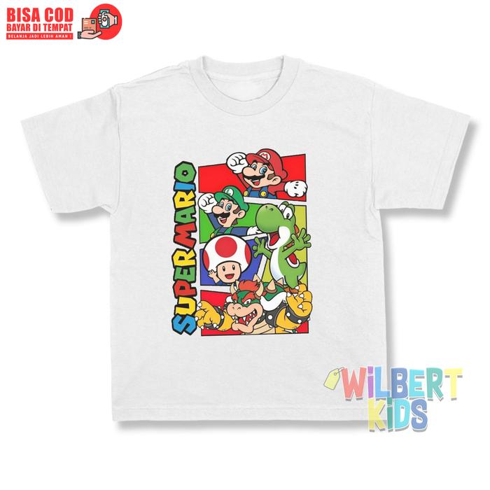 Gambar Kaos Super Mario Anak / Baju Kaos Anak Super Mario - Putih, M dari YESKEN STORE undefined Tokopedia