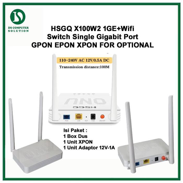 Gambar XPON Onu Wifi Support OLT GPON, EPON ZTE HIOSO HSGQ - HSGQ X100W2 dari DSComputer.Jkt undefined Tokopedia