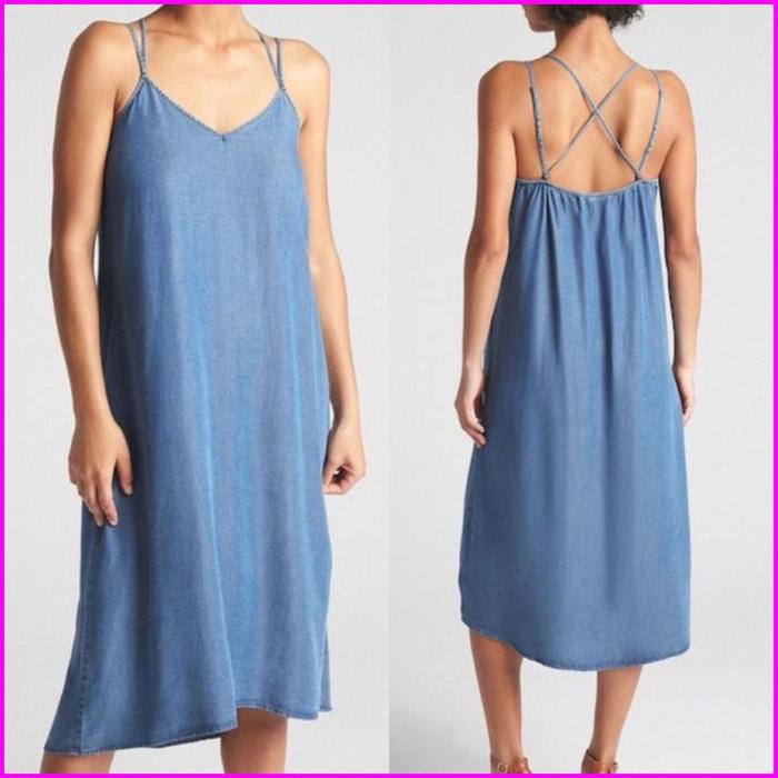 Gambar Gap tencel v neck midi dress DRES WANITA - blue, ukuran s dari metrograde undefined Tokopedia