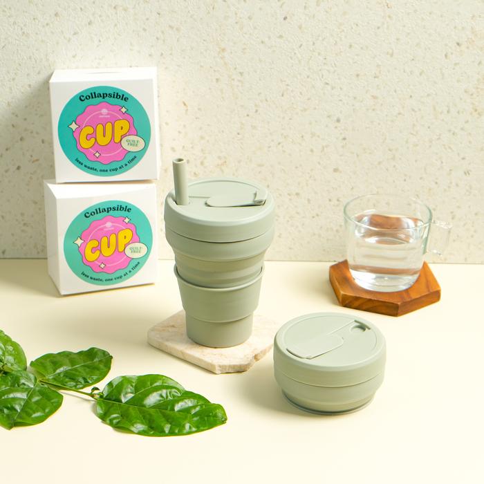 Gambar Collapsible Cup | Travel Portable Cup | Gelas Lipat - Green Sage dari Earthero undefined Tokopedia