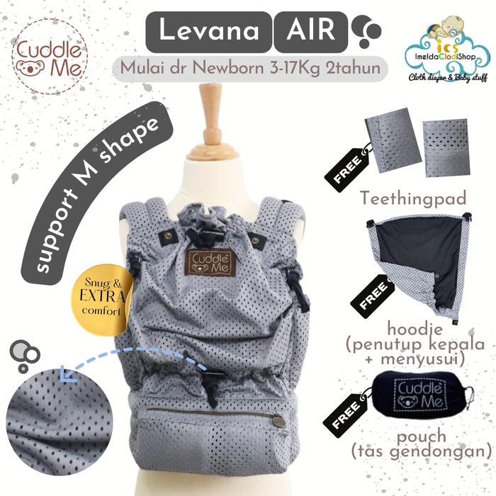 Gambar CuddleMe Levana AIR Gendongan Bayi SSC Stretchy Motif Print untuk Newborn hingga 2 Tahun 3-17 Kg - Ransel Empuk & Aman - grey dari CuddleMe Online undefined Tokopedia