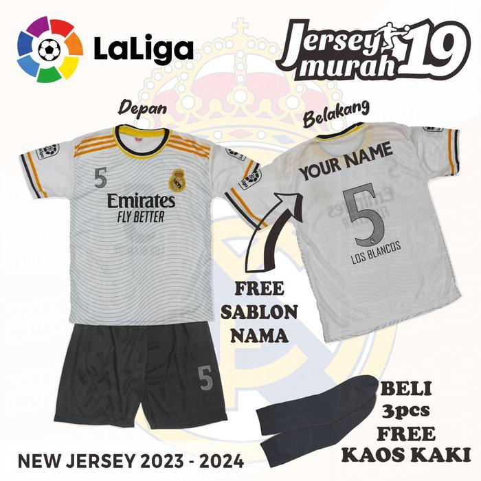 Gambar KAOSMURAH - SETELAN BAJU BOLA ANAK REAL MADRID UNTUK 0-4 TAHUN KEATAS - Putih, 20 dari KaosMurah15 undefined Tokopedia