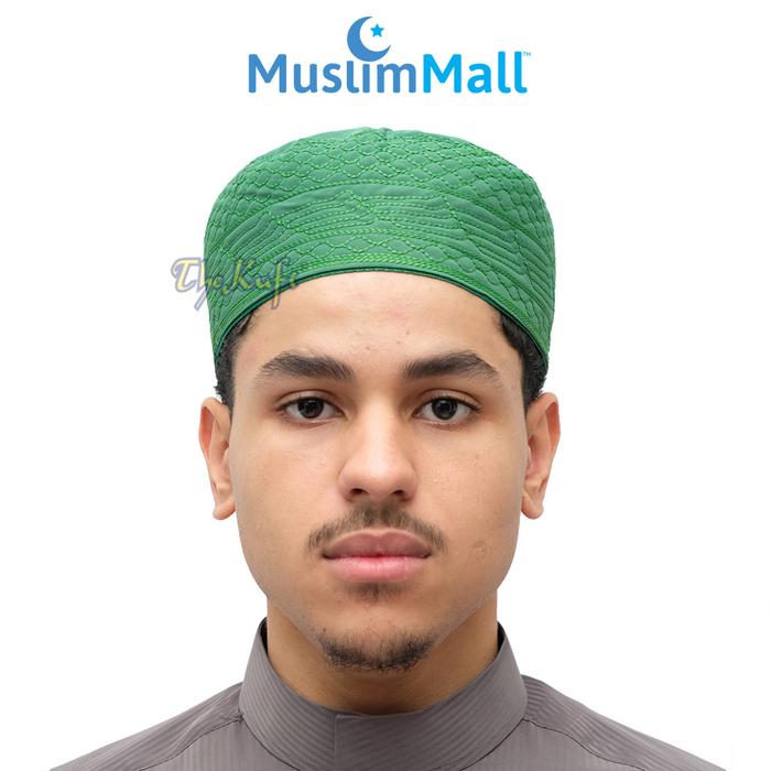 Gambar Peci Hitam Madinah Kombinasi Putih Kopiah Pria Berkualitas - TheKufi - Hijau, 3XL - No.13 dari Muslim Mall undefined Tokopedia