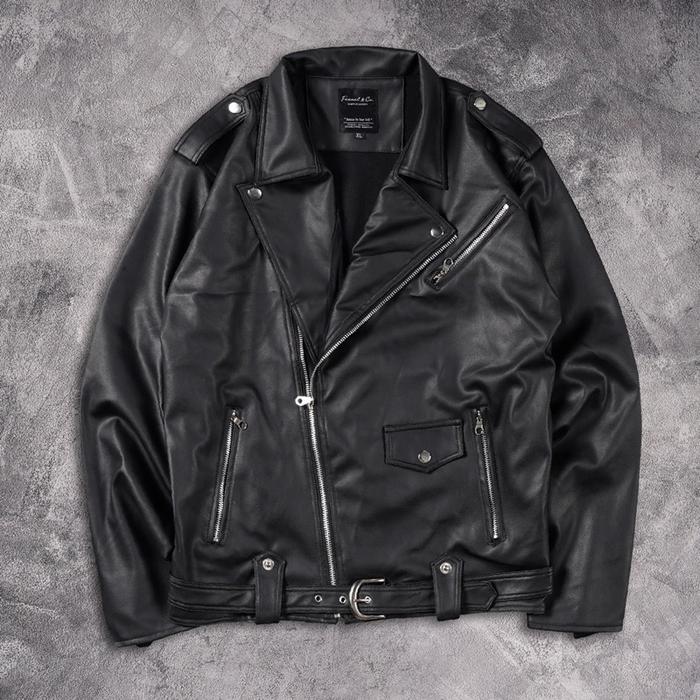 Gambar Jaket Kulit Pria Punk Rock N Roll Slim Fit / Jaket Kulit Ramones - Hitam, S dari yesidostore undefined Tokopedia