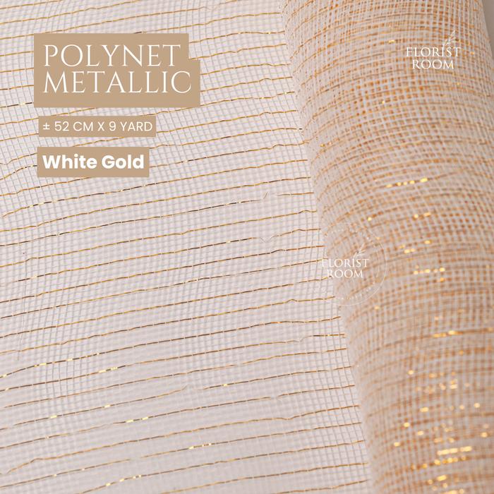 Gambar Polynet Metallic - Flower Mesh - White + Gold dari Florist Room undefined Tokopedia