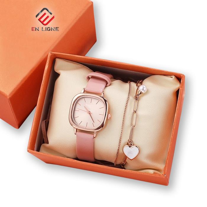 Gambar EN Ligne - Jam Tangan Wanita Model Kotak Free Gelang el7388 - Pink dari En Ligne Official undefined Tokopedia
