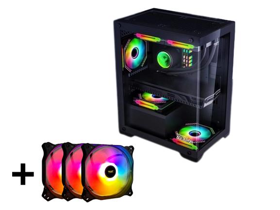 Gambar Casing Gaming Armaggeddon Aquaron Front Side Transparent FishTank MATX - Hitam+3 Fan dari SuperstoreComputindo undefined Tokopedia