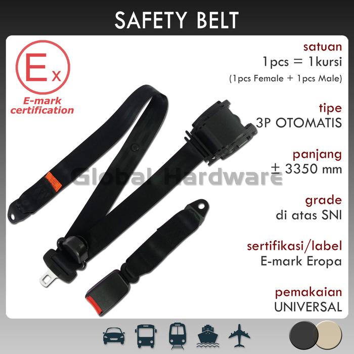 Gambar Sabuk Pengaman Safety Seat Belt 3 Titik Otomatis Auto Mobil Universal - Sabuk Pengaman dari Global Hardware undefined Tokopedia