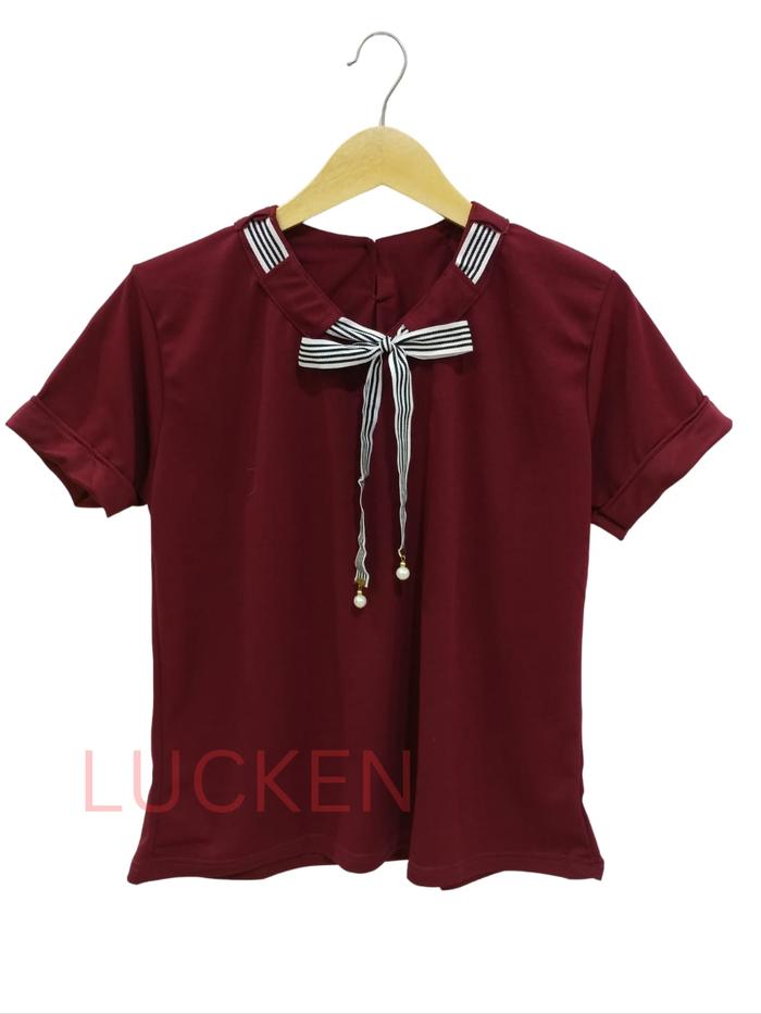 Gambar baju korea wanita blouse laura pita l xl fashion perempuan - MARUN, L dari KAYLONA KAY2 undefined Tokopedia