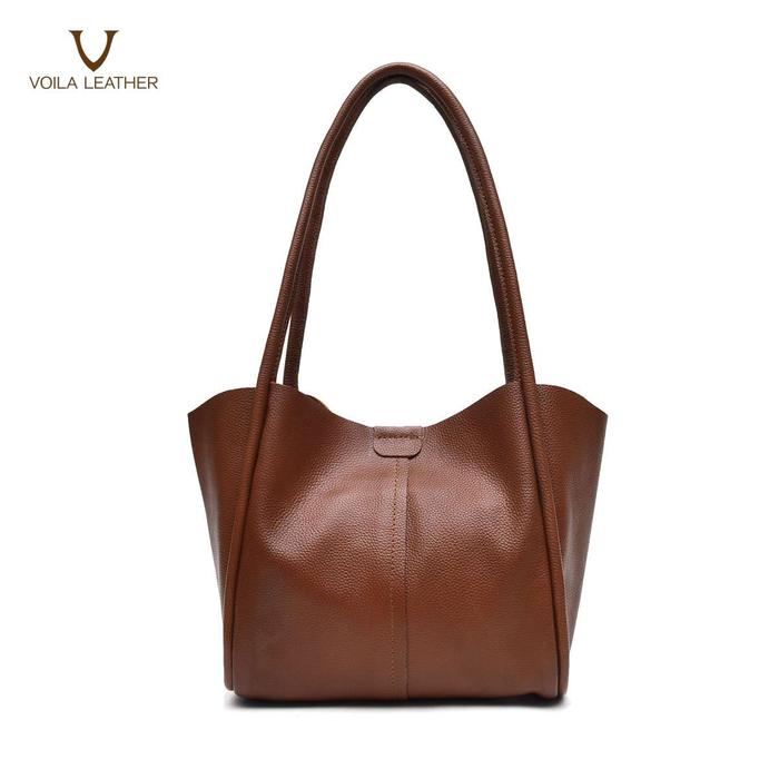 Gambar Tas Tote Kulit Asli Voila Minami - Brown dari Voila Leather undefined Tokopedia