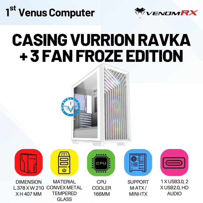 Gambar Casing Vurrion Ravka Tempred Glass + 3 Fan - FROZE EDITION / CASE16-VUR - FROZE EDITION dari 1st Venus Computer undefined Tokopedia