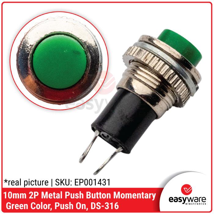 Gambar Push On 10mm 2P Metal Push Button Momentary No Lock Tombol Push 2 Pin - GREEN dari EasyWare Electronics undefined Tokopedia