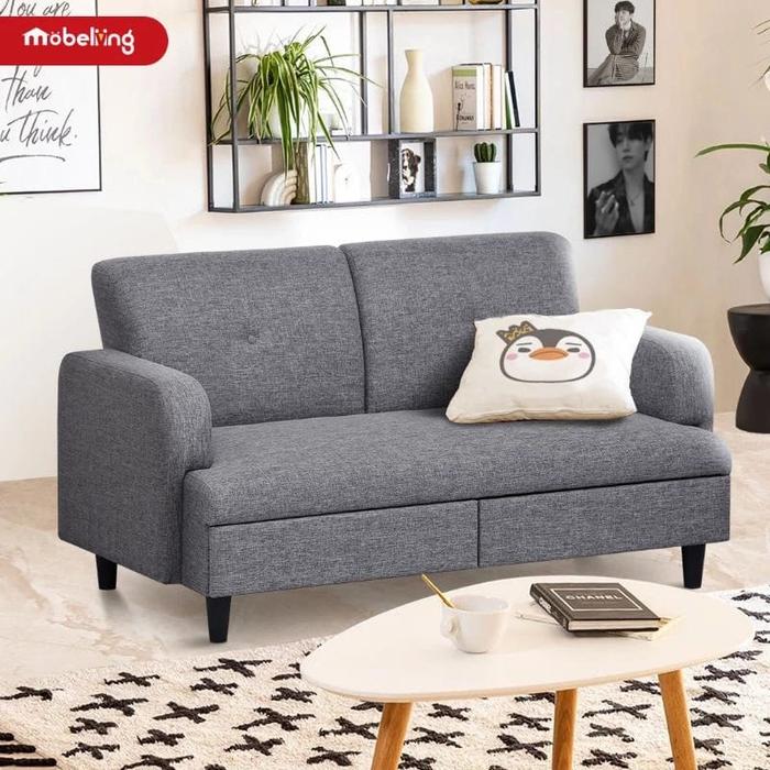 Gambar Mobeliving - Sofa Minimalis 2 Seater - Sofa Nyaman Minimalis Dengan Laci Tempat Penyimpanan - Sofa New Besta - Abu-abu dari Mobeliving Furniture undefined Tokopedia