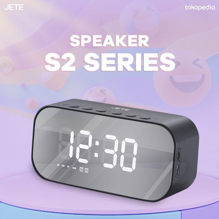 Gambar Speaker JETE S2 Bluetooth V5.0 Stereo Sound with Alarm Clock - Hitam dari JETE Authorized Bandung undefined Tokopedia