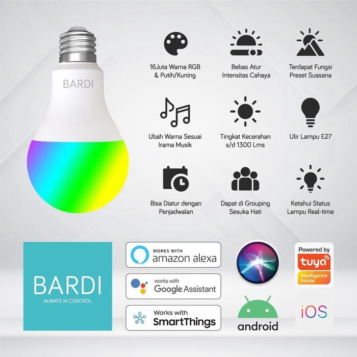 Gambar Lampu BARDI Smart LED Home Automation Light Bulb 12W /9W Wifi  RGB+WW - Bardi 12W dari Ichimaro Shop undefined Tokopedia