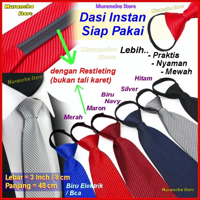 Gambar Dasi Instan Pria Resleting Langsung Pakai Jadi Otomatis Hitam Garis 3 - Hitam dari Muraneka Store undefined Tokopedia