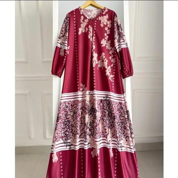 Gambar Gamis hyget tumpal motif SELENA 2 premium mewah terbaru dress Muslim Wanita - Merah dari CENTRAL GROSIR GAMIS undefined Tokopedia