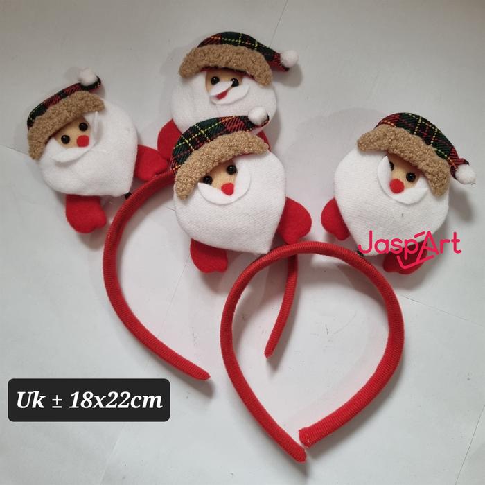 Gambar BANDO NATAL RUSA SANTA CLAUSE POHON SNOWMAN TOPI PITA POM WARNA - santa dari Jaspart undefined Tokopedia
