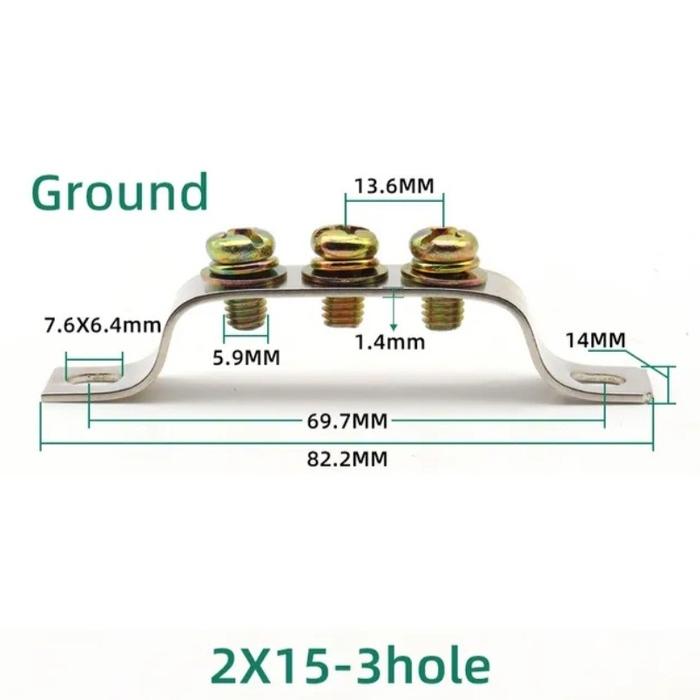 Gambar Busbar Terminal Blok Arde / Grounding Terminal Block / Earth / Neutral - 3 lubang dari SahabatJaya1_NEW undefined Tokopedia