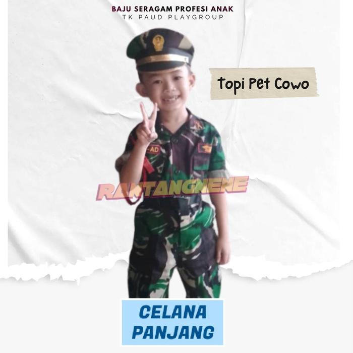 Gambar baju tentara anak laki laki dan perempuan baju profesi anak TNI-AD - TOPI PET COWO, S dari RANTANGNENE undefined Tokopedia