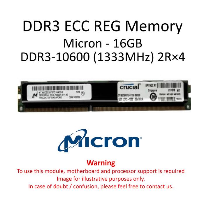 Jual Micron Memory RAM 16GB DDR3 ECC REG 10600 12800 14900