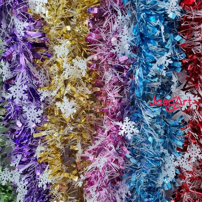 Gambar Slinger Natal Premium Ukuran Besar 9 cm Tinsel Rumbai Christmas - Random dari Jaspart undefined Tokopedia