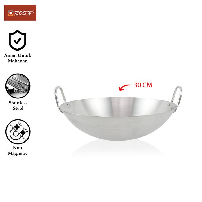Gambar ROSH Wajan Anti Karat 30 - 80 CM Stainless Steel ROS-PR-SWP - 30 cm dari Rosh Kitchen undefined Tokopedia