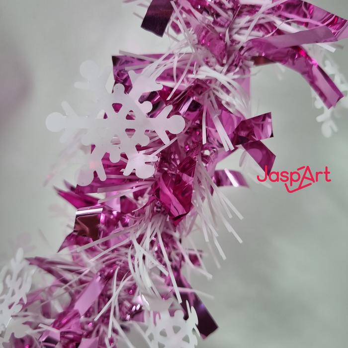 Gambar Slinger Natal Premium Ukuran Besar 9 cm Tinsel Rumbai Christmas - Pink dari Jaspart undefined Tokopedia