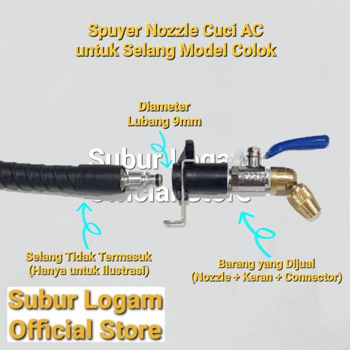 Gambar Nozzle Spuyer Cuci AC untuk Selang Model Colok Quick Release - Connect - Lubang 9mm dari Subur Logam Store undefined Tokopedia