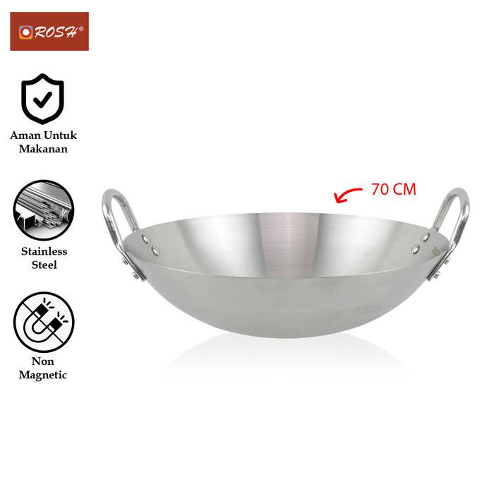 Gambar ROSH Wajan Anti Karat 30 - 80 CM Stainless Steel ROS-PR-SWP - 70 cm dari Rosh Kitchen undefined Tokopedia