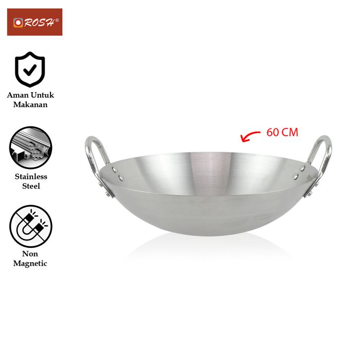Gambar ROSH Wajan Anti Karat 30 - 80 CM Stainless Steel ROS-PR-SWP - 60 cm dari Rosh Kitchen undefined Tokopedia