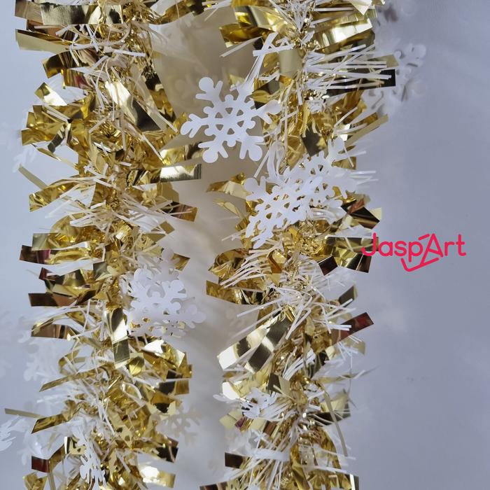 Gambar Slinger Natal Premium Ukuran Besar 9 cm Tinsel Rumbai Christmas - Gold dari Jaspart undefined Tokopedia
