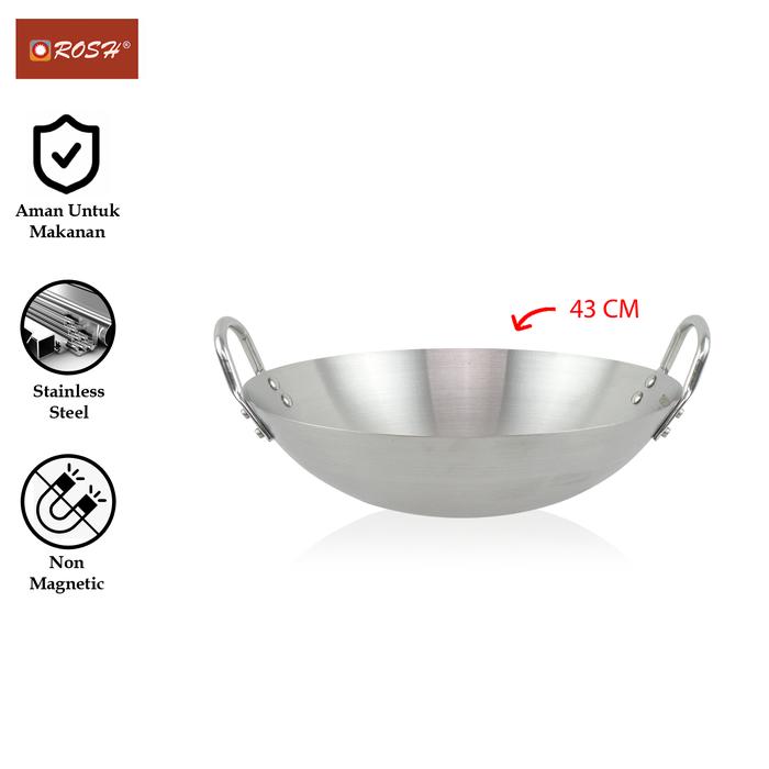 Gambar ROSH Wajan Anti Karat 30 - 80 CM Stainless Steel ROS-PR-SWP - 43 cm dari Rosh Kitchen undefined Tokopedia