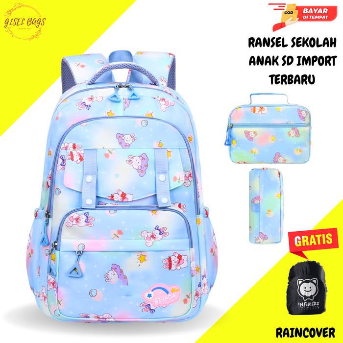 Gambar tas anak perempuan sekolah sd remaja set 3 import gambar lucu - BIRU+RC dari Gisel Bags undefined Tokopedia